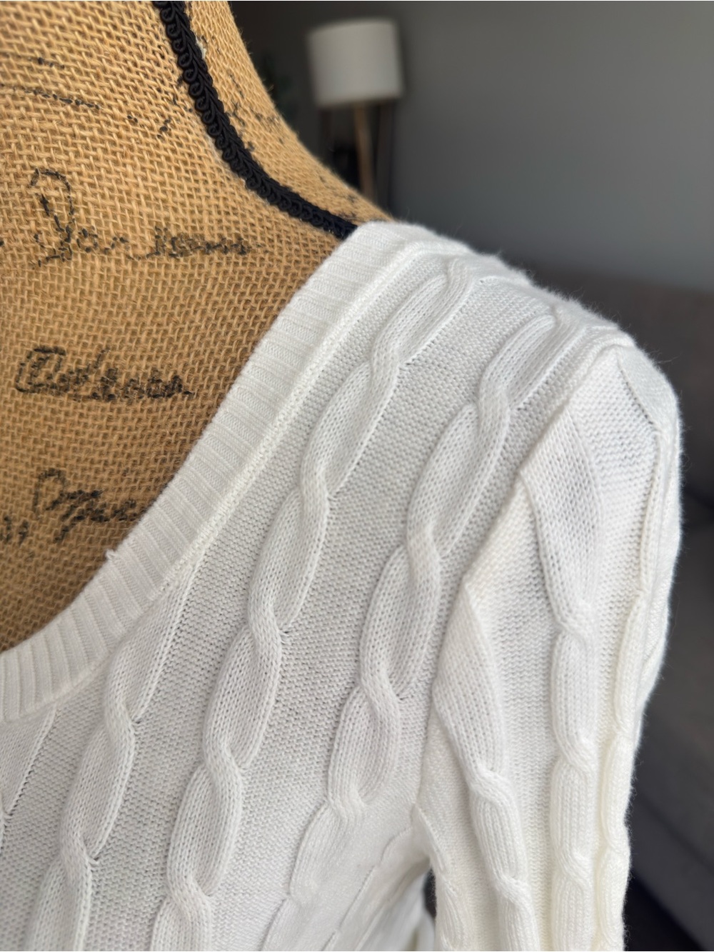 Hollister White Cable-Knit Tie-Waist Sweater - Picture 6 of 10